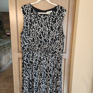 Coldwater Creek Sleeveless Midi Dress Black & White Floral Size 24W